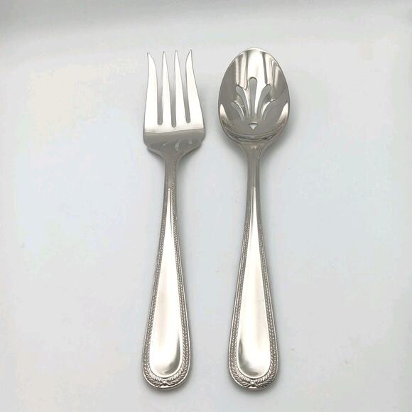 Gorham Braid Serving Hostess 2 Piece Set Spoon Fork Stainless Flatware New - Picture 1 of 2